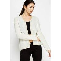 Metallic Ribbed Cropped Cardigan