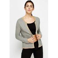 metallic ribbed cropped cardigan