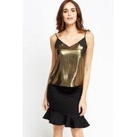 Mesh Insert Metallic Cami Top