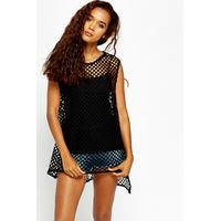 Mesh Dip Hem Top