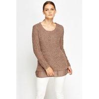 mesh insert bobble knit jumper