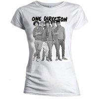 Medium White Ladies One Direction Group Standing Black And White T-shirt.