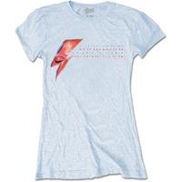 Medium Light Blue Ladies David Bowie Aladdin Sane Eye Flash T-shirt