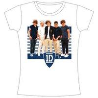 Medium White One Direction One Ivy League Stripes Ladies T-shirt.