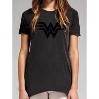 medium black womens wonder woman vintage logo t shirt