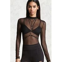 Mesh Mock Neck Bodysuit