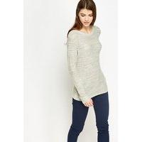 metallic loose knit encrusted front jumper