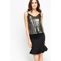 mesh insert metallic cami top