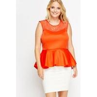 Mesh Contrast Peplum Top