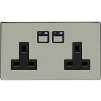 Megaman LightwaveRF 3000W 2 Gang 13A Socket - Black Chrome