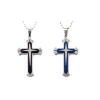 mens stainless steel cross necklace 2 colours