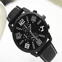 Men\'s Fashion Watch Quartz Silicone Band Casual Black