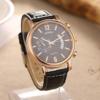 Men\'s Fashion Watch Chinese Quartz Leather Band Elegant Casual Black White Brown