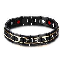 Men\'s Jewelry Health Care Print Black Stainless Steel Magnetic Therapy Bracelet Fashion Christmas Gifts