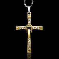 Men\'s Pendant Necklaces Rhinestone Alloy Cross Gold Silver Jewelry Wedding Party Daily Casual Sports 1pc