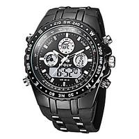 mens watch military water resistant dual time zones analog digital wat ...