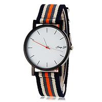 Men\'s Simple White Dial Stripe Fabric Band Quartz Wrist Watch (Assorted Colors) Cool Watches Unique Watches