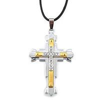 mens fashion zinc alloy triple cross necklace1pc christmas gifts