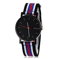 Men\'s Simple Black Dial Stripe Fabric Band Quartz Wrist Watch (Assorted Colors) Cool Watch Unique Watch Fashion Watch