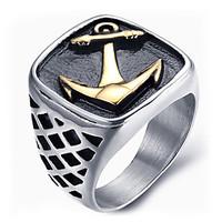 Men\'s Fashion Vintage Rock Style 316L Titanium Steel Anchor Personality Engraved Jewelry Rings Casual/Daily 1pc