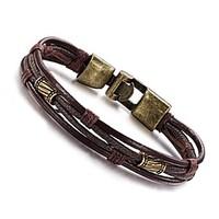 Men\'s Leather Bracelet Wrap Bracelet Hip-Hop Personalized Vintage Leather Copper Titanium Steel Cross Silver Bronze Jewelry ForDaily