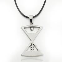 Men\'s Zinc Alloy Hourglass Pendant Black Leather Cord Necklace