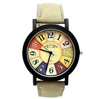 mens gold round dial pu band quartz strap watch analog wrist watch ass ...