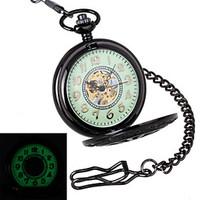 mens retro wheel carving glow in the dark design mechanical pocket wat ...