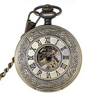 Men\'s Retro Hollow Out Roman Numbers Mechanical Pocket Watch Brand New Mechanical Hand Wind Watches Cool Watch Unique Watch