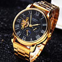 mens business round rome numbe dial mineral glass mirror stainless ste ...