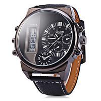 Men\'s Military Fashion Analog Digital Dual Time Zones Leather Band Quartz Watch Wrist Watch Cool Watch Unique Watch