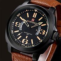 Men NAVIFORCE watch Quartz Waterproof Sports Watch Calendar Genuine Leather Wristwatch Wrist Watch Cool Watch Unique Watch