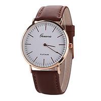 mens white case leather band analog quartz wrist watch cool watch uniq ...