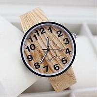 Men\'s Women\'s Couple\'s Fashion Watch Unique Creative Watch Wood Watch Casual Watch Quartz Fabric Band Black White Beige