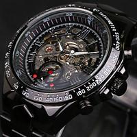 mens skeleton watch wrist watch mechanical watch automatic self windin ...