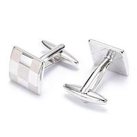 Men\'s Fashion Square Silver Alloy French Shirt Cufflinks (1-Pair) Christmas Gifts