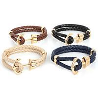 Men\'s Wrap Bracelet Fashion Plaited Double-layer Leather Gold Plated Alloy Anchor Jewelry For Daily Casual Sports Christmas Gifts 1pc