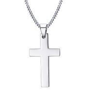 Men\'s Fashion Individual Simple Steel Cruciform High Polished Stainless Steel Pendant Necklaces(1pc) Christmas Gifts
