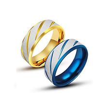mens rings personality titanium steel ring blue gold band ring for men ...