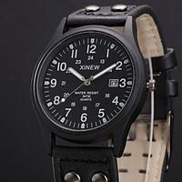 Men Military Watches Casual Quartz Watch XINEW Brand Luxury Leather Fashion Wristwatches Relojes Masculino Hombre