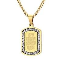 Men\'s Pendant Necklaces Jewelry Party/Birthday/Daily/Casual Cubic Zirconia Gold Plated Stainless Steel Golden 1pc Gift