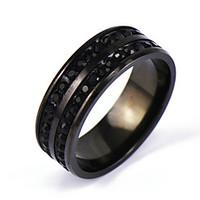 mens silver black crystal alloy band ring