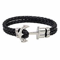 Men\'s Fashion Jewelry Anchor Woven Genuine Leather Bracelet Causal/Daily Wristband Christmas Gifts