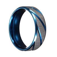 men rings blue silver brushed section titanium steel finger ring men j ...