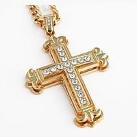 Men\'s Women\'s Pendant Necklaces Alloy Cross Dangling Style Gold Jewelry Wedding Party Daily Christmas Gifts 1pc