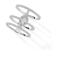 messika glamazone three row diamond ring in 18ct white gold