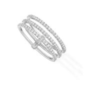 messika gatsby three row diamond ring in 18ct white gold ring size j