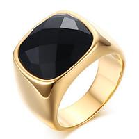 Men\'s Fashion Vintage Stainless Steel Engraved Personality Agate Jewelry Onyx Gold Plating Rings Casual/Daily/Party 1pc