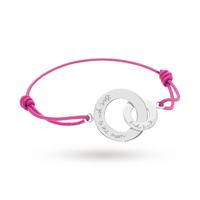 Merci Maman Love You To The Moon Silver Double Circle On Pink Cord