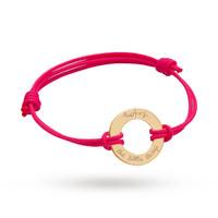 Merci Maman Enjoy The Little Things Yellow Gold Ring Bracelet On Pink Cord